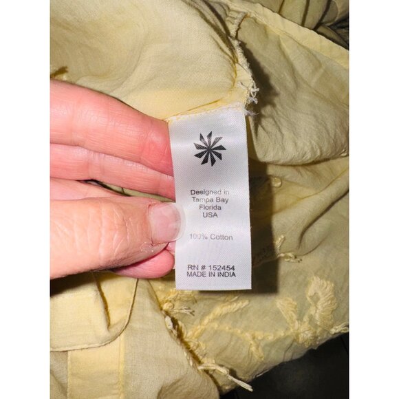 Kyla Seo Butter Yellow Embroidered Handmade 100% Cotton L/S S Button Down Shirt - Picture 7 of 10